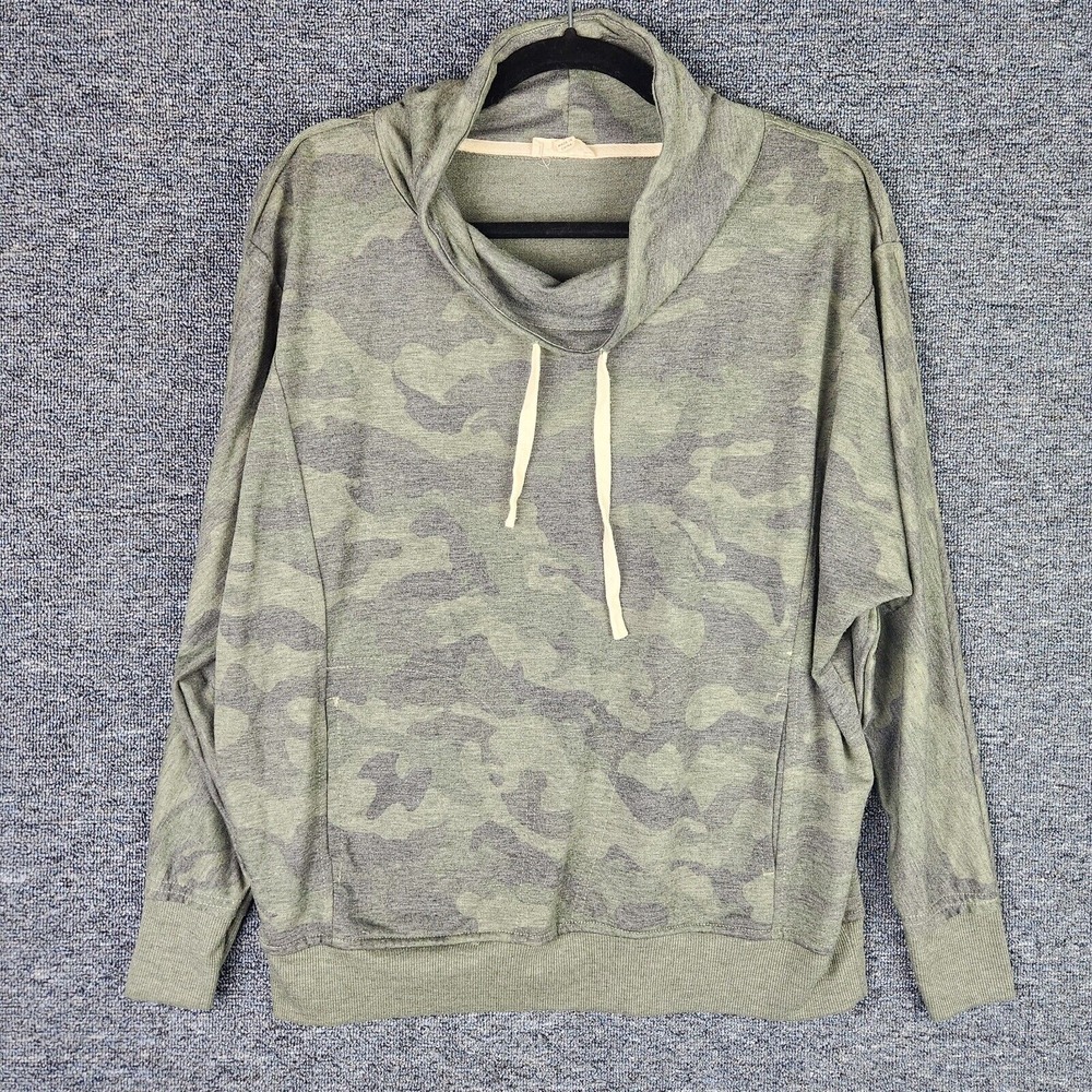 Jane & Delancey Cowl Neck Camo Pullover Long‎ Sleeve